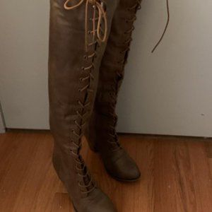 Brown lace up boots